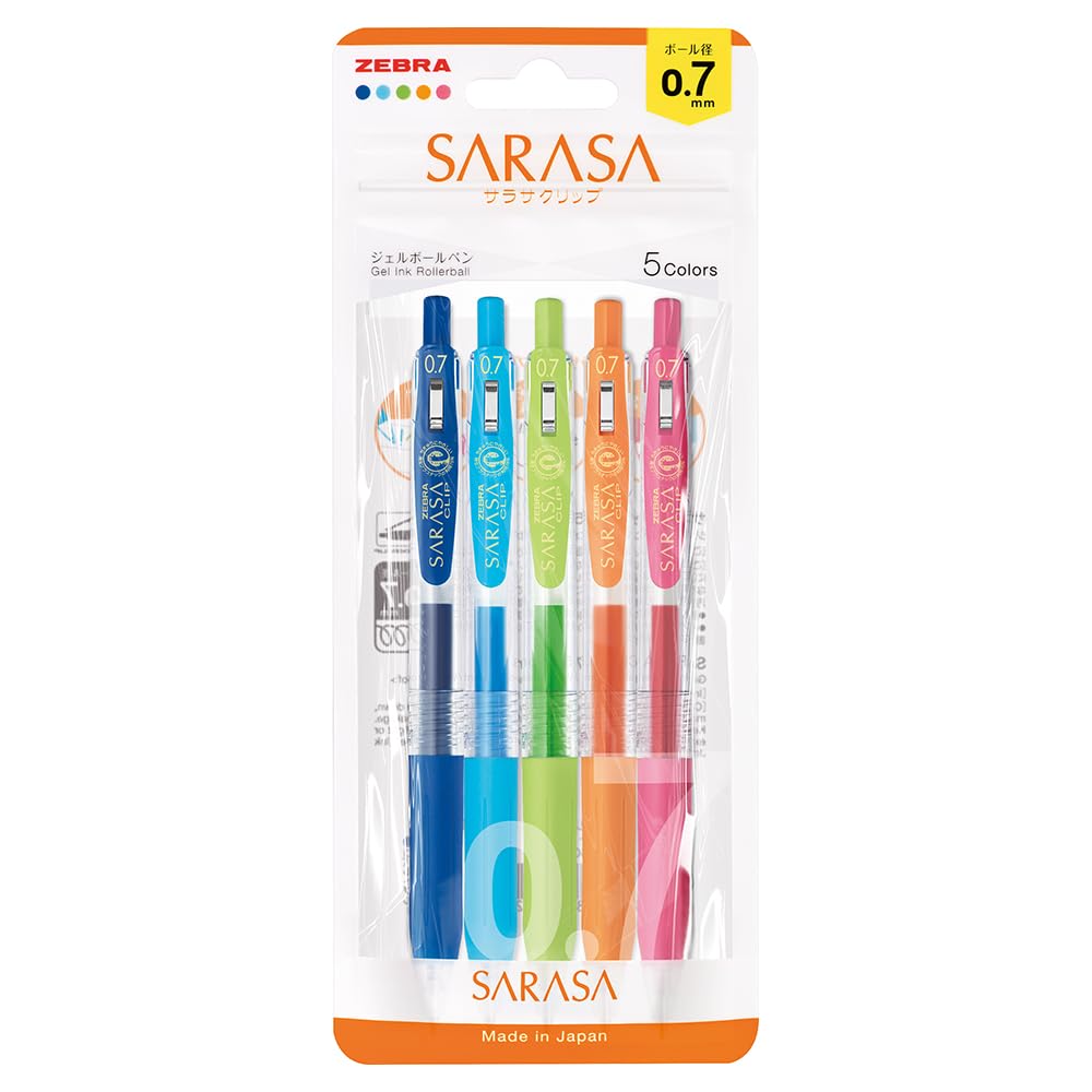 Amazon.com: Zebra Gel Ballpoint Pen Sarasa Clip 0.7mm 5 Colors Set